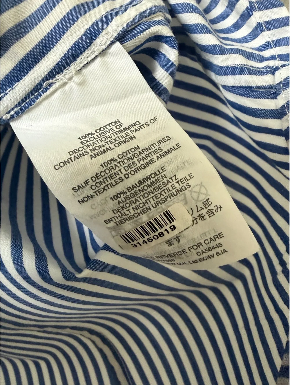 J. Crew Blue/White Striped Long Sleeve Button Up Embroidered Trim Shirt Size 00